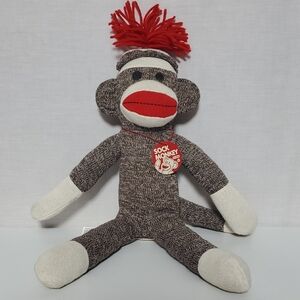 Schylling Sock Monkey Stuffed Animal - Brown and Red
